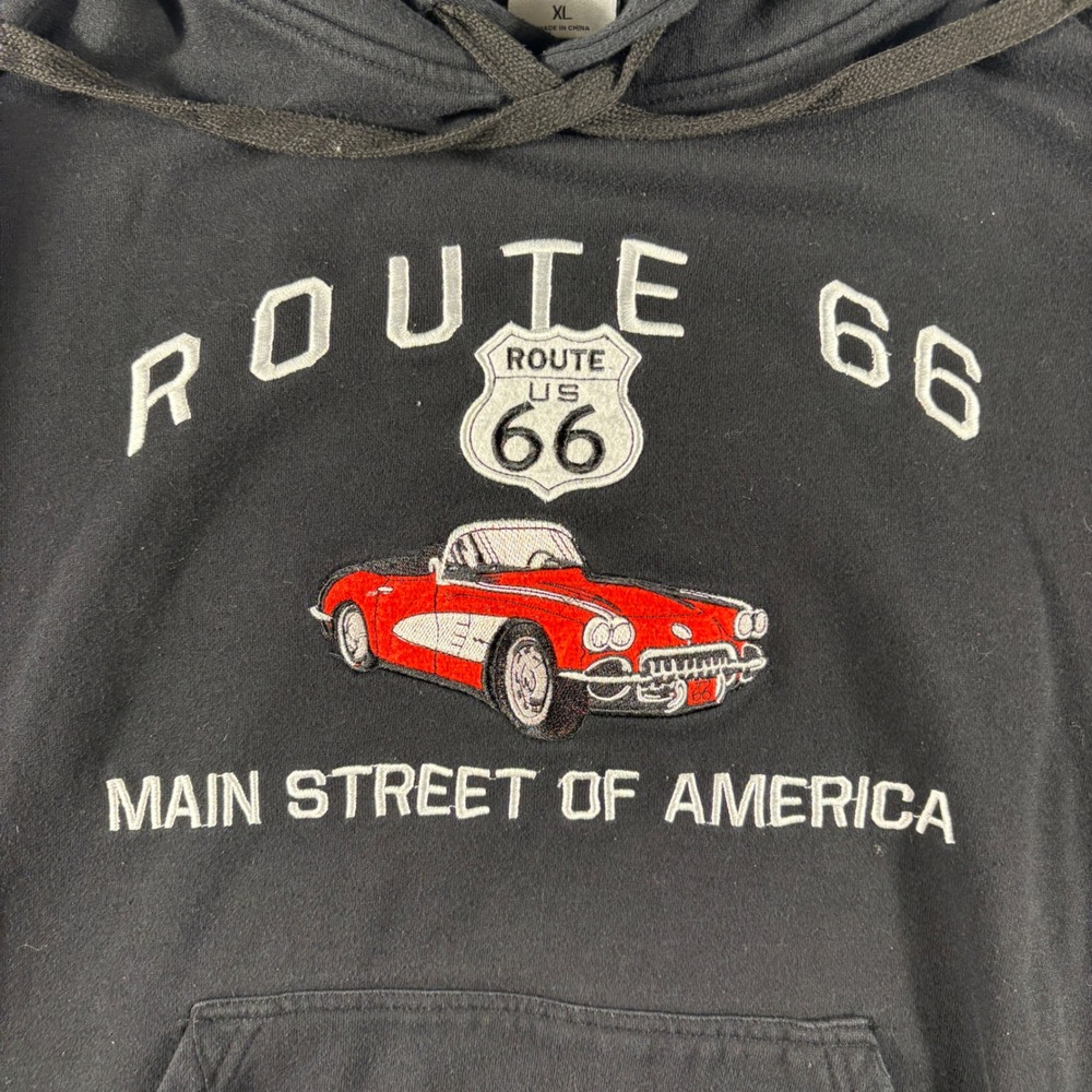Pro Cube Route 66 Corvette Hoodie Mens XL Black Main Street America Sweatshirt